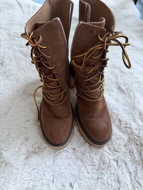 Free People Brown Suede Lace-Up Heeled Boots